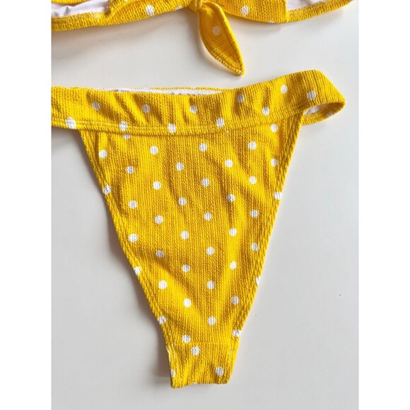 NWT Urban Outfitters OUT FROM UNDER Sia Yellow Polka Dot Crinkle Bikini Size M/L - Picture 8 of 13